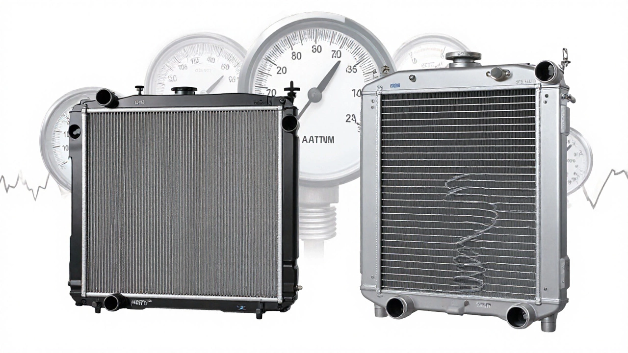 Сравнение внутреннего строения алюминиевого и биметаллического радиатора в разрезе.