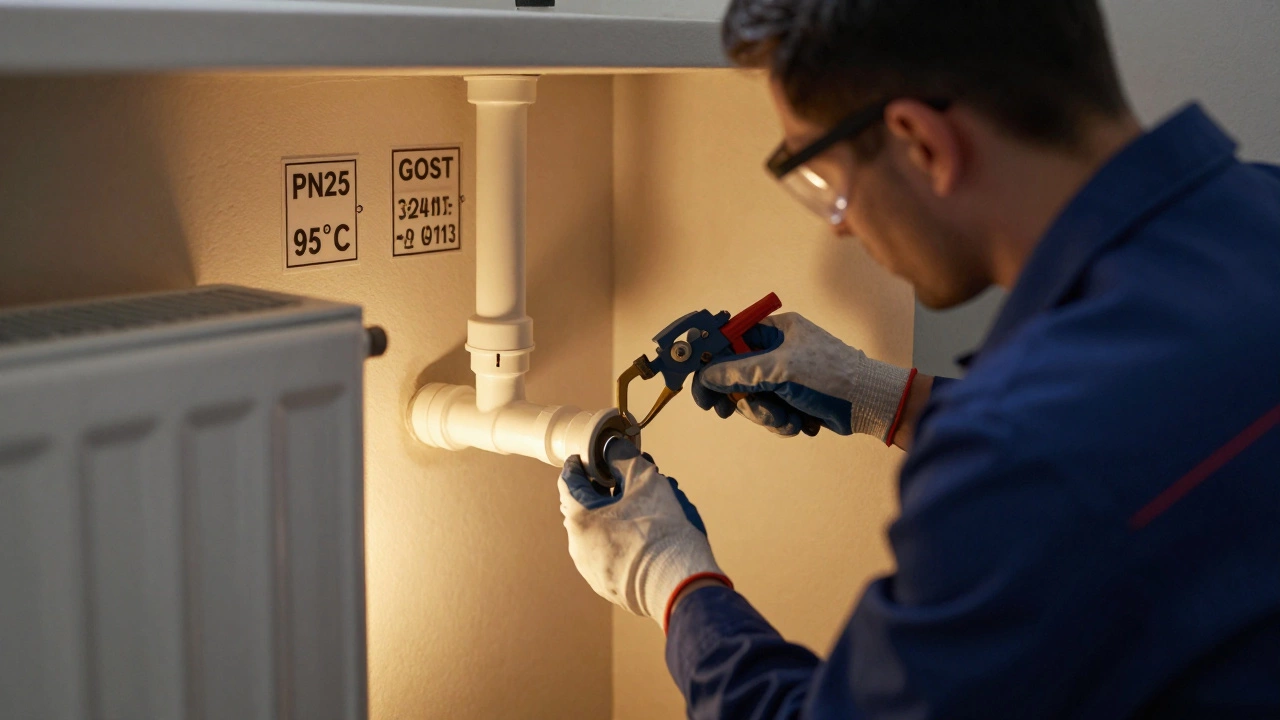 Монтаж армированного полипропиленового трубопровода с использованием специальных инструментов.