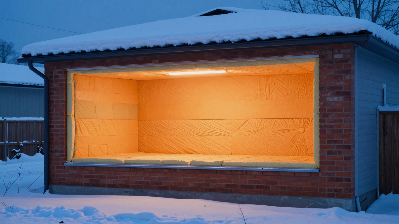 Разрез стены дома с изоляцией и теплом внутри