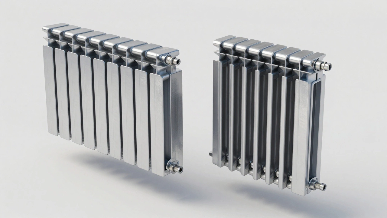 Схематичное изображение внутреннего устройства типов радиаторов.