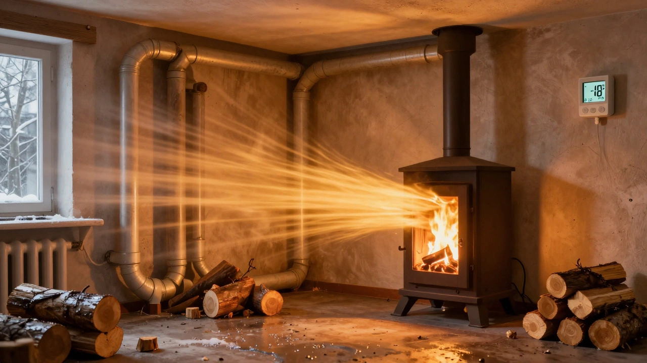 Сравнение: слева — холодный дом с протечками, справа — тёплый дом с утеплением и эффективным отоплением.